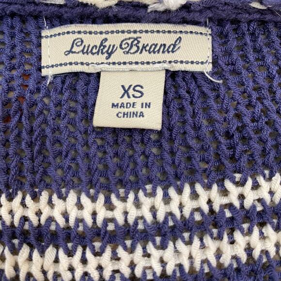Lucky Brand Cardigan Sweater Open Front Knit Striped 7w51170 Womens Sz XS - Picture 9 of 13